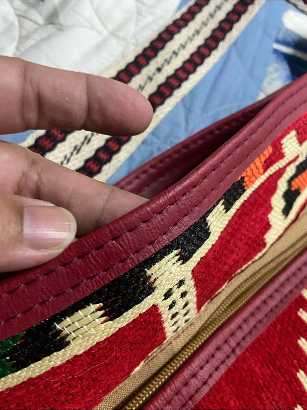Multicolor Ethnic Tribal Aztec Slim Le HandMade Woven Tapestry KILIM Shoulder